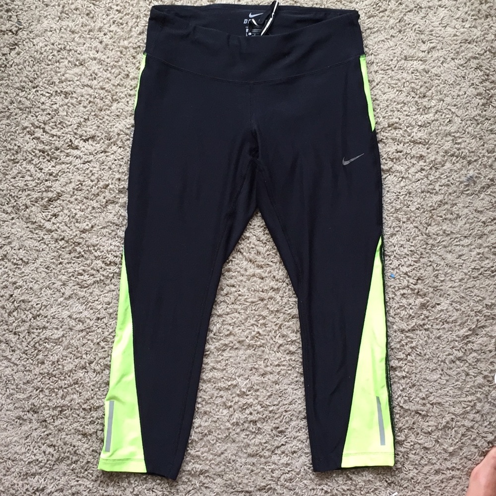 NIKE black and neon yellow leggings